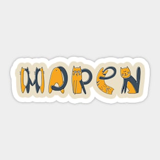 Maren | Girl Name | Cat Lover | Cat Illustration Sticker